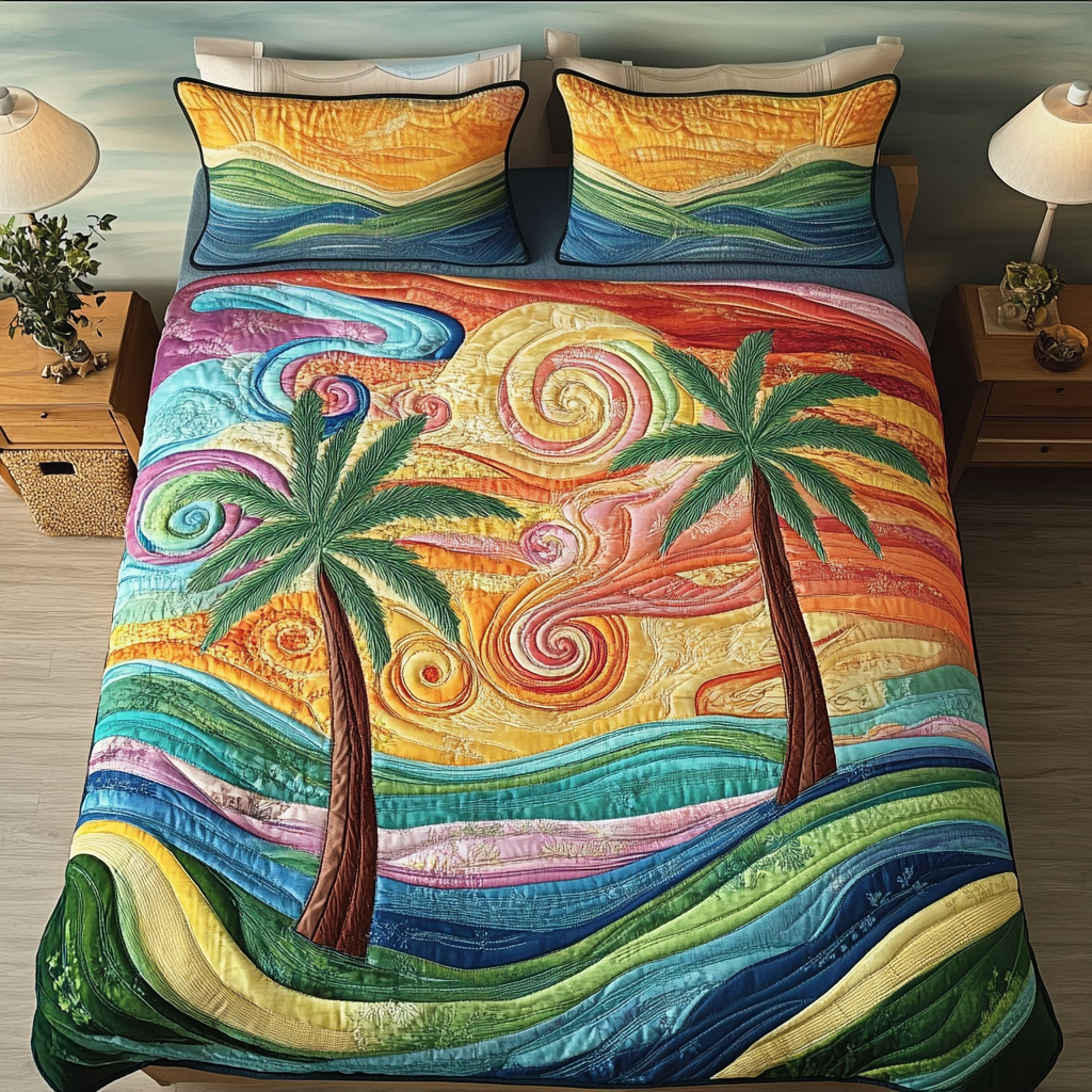 Island Paradise 3-Piece Quilted Bedding Set - Single (59" x 70")