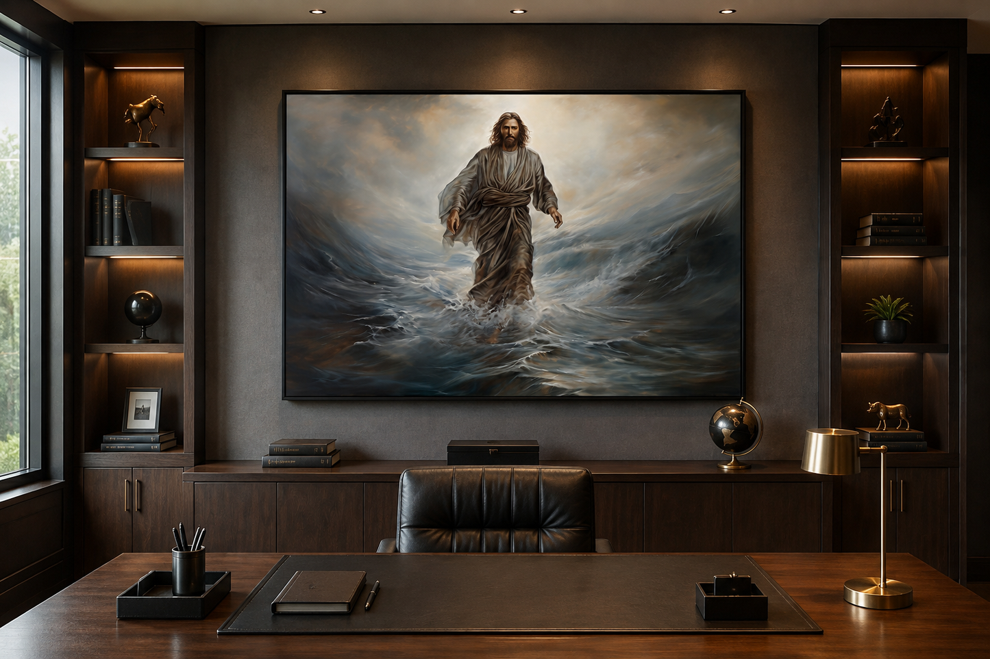 Jesus Walking On Water Modern Christian Framed Canvas Wall Art