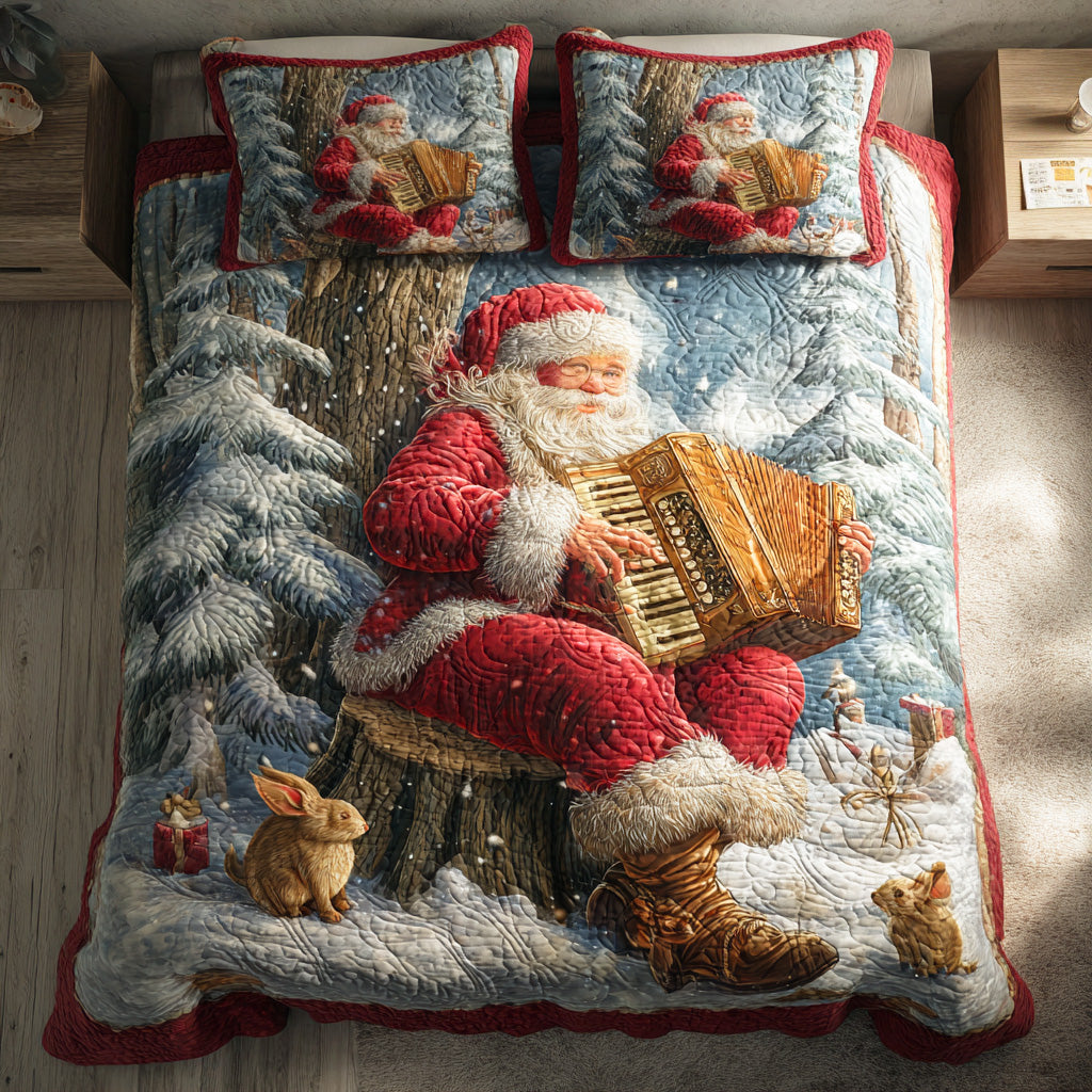 Jolly Red Santa 3-Piece Quilted Bedding Set - Single (59" x 70")