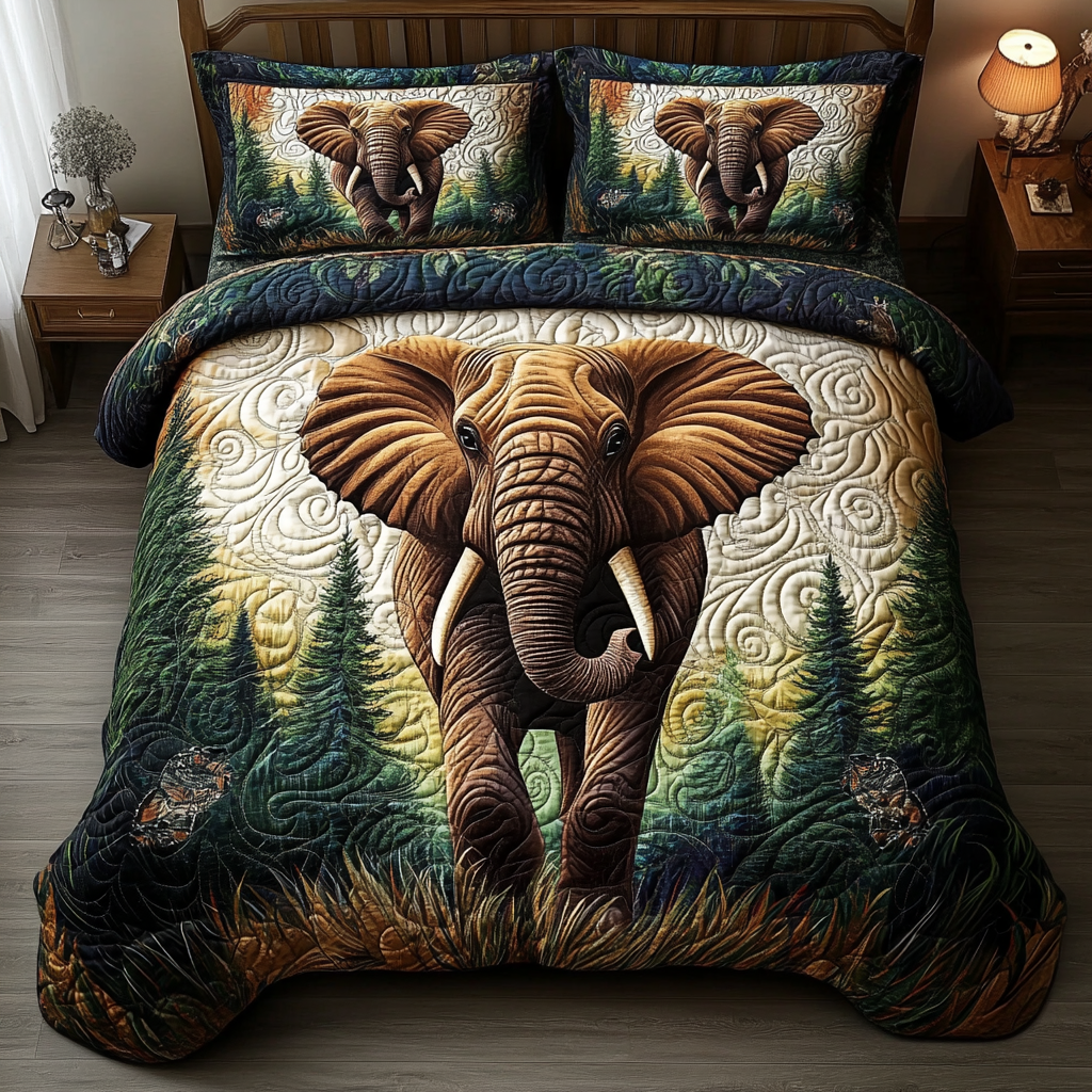 Jungle Elegance 3-Piece Quilted Bedding Set - Single (59" x 70")