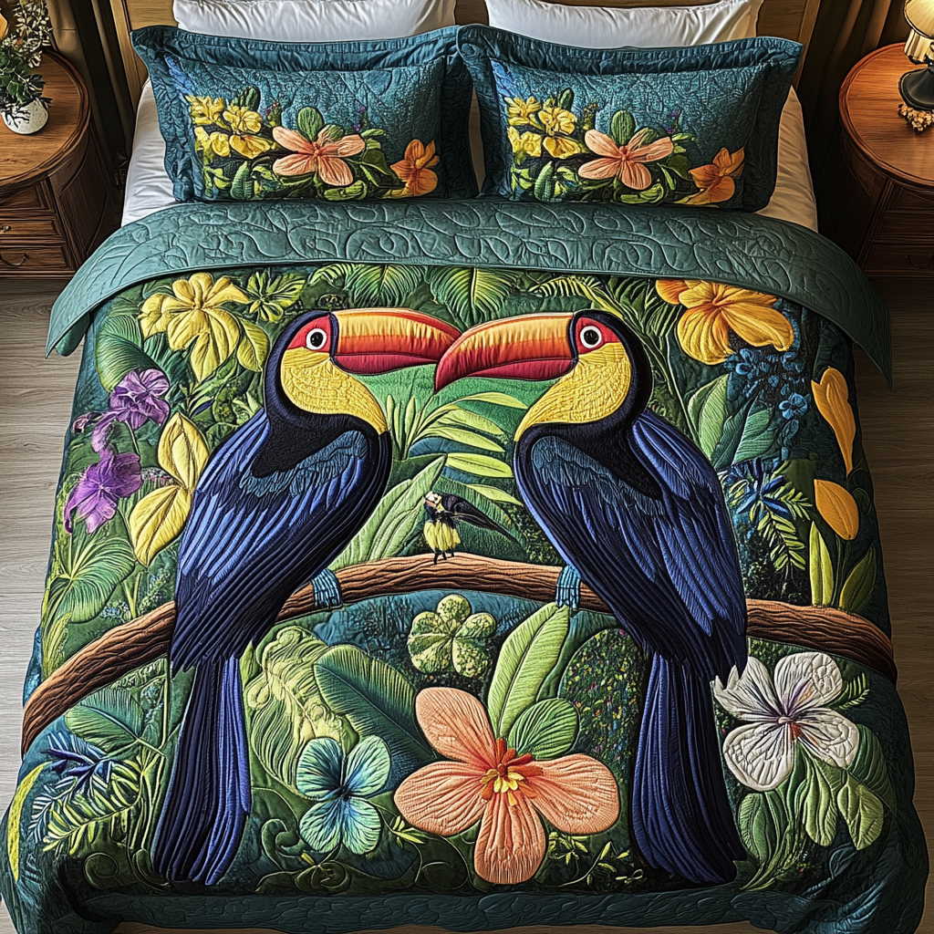 Jungle Majesty 3-Piece Quilted Bedding Set - Single (59" x 70")