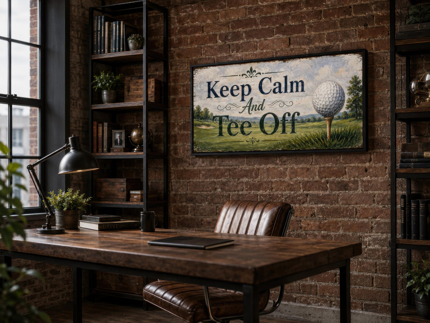 Keep Calm Tee Off | Funny Golf Sign Wall Art for Man Cave & Home Office Decor