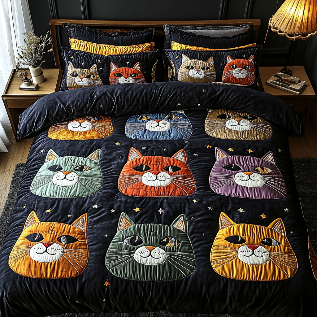 Kitty Dreams 3-Piece Quilted Bedding Set - Single (59" x 70")