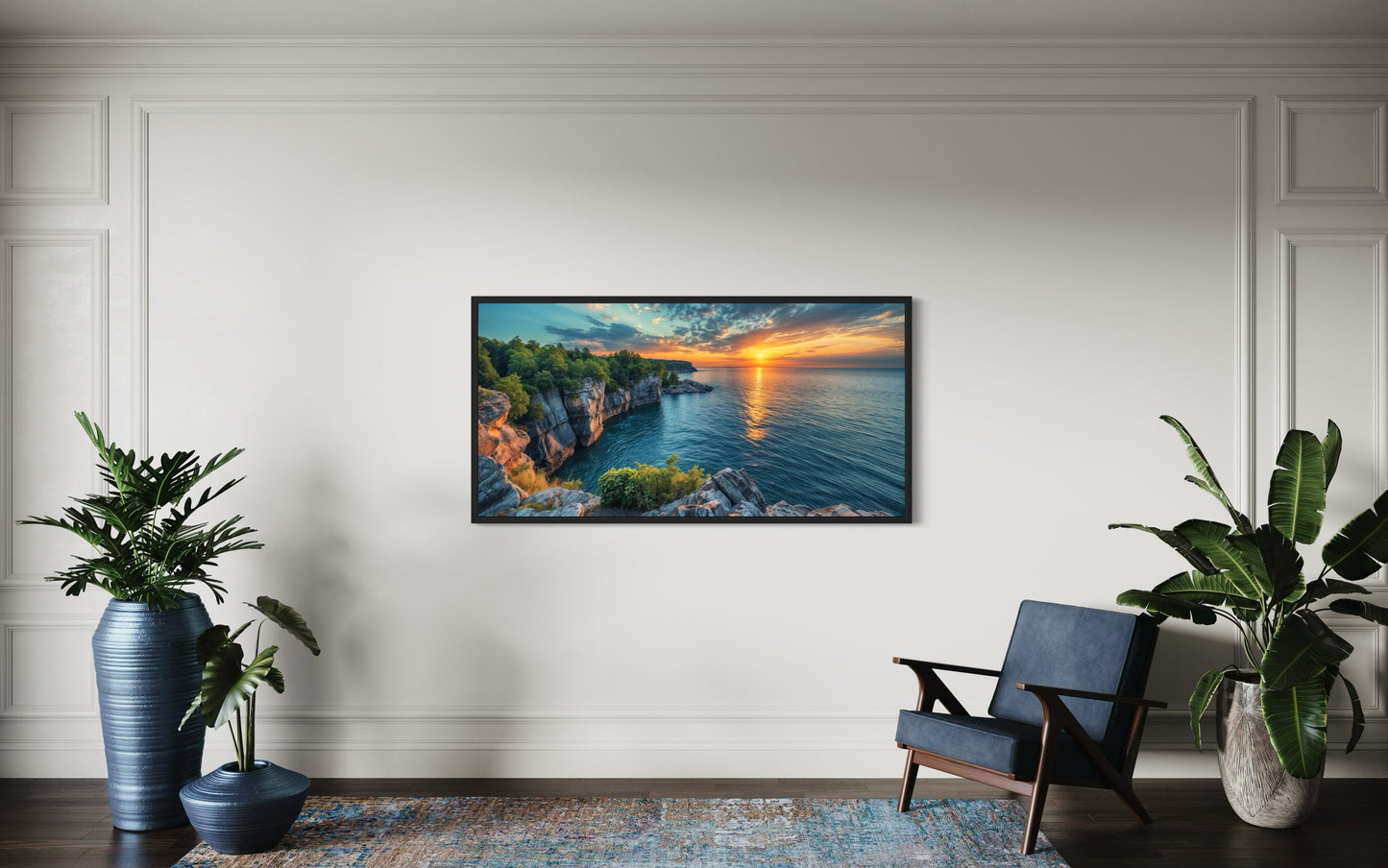 Lake Sunset Canvas - Framed Wall Art | Panoramic Lake Landscape Print