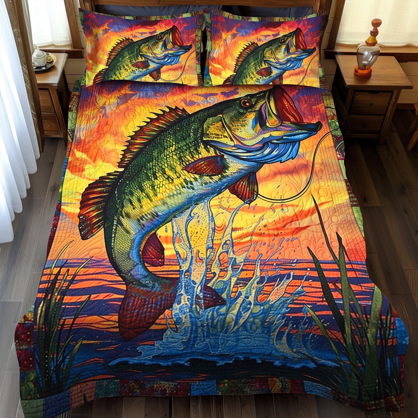 Lakeside Bass 3-Piece Quilted Bedding Set - Single (59" x 70")