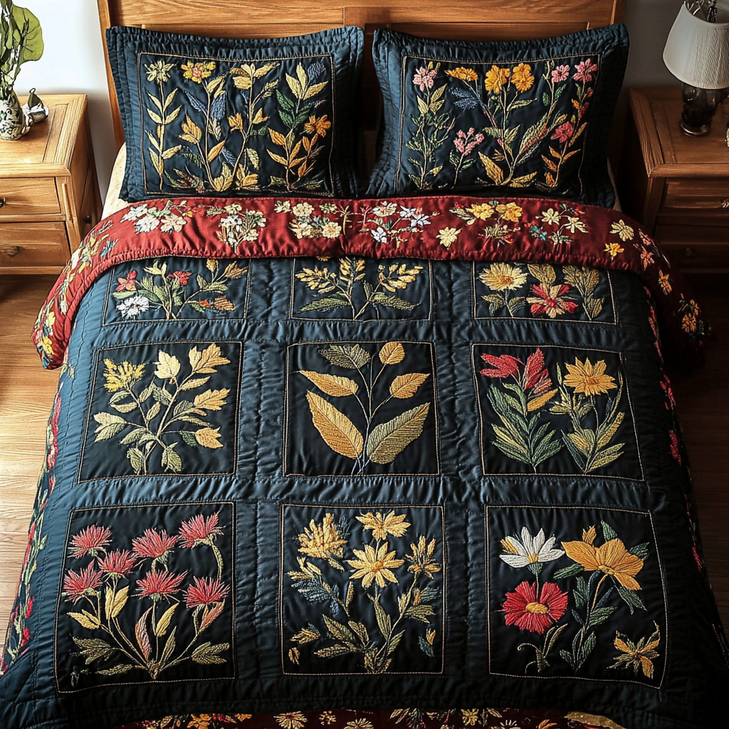 Leafy Touch 3-Piece Quilted Bedding Set - Single (59" x 70")