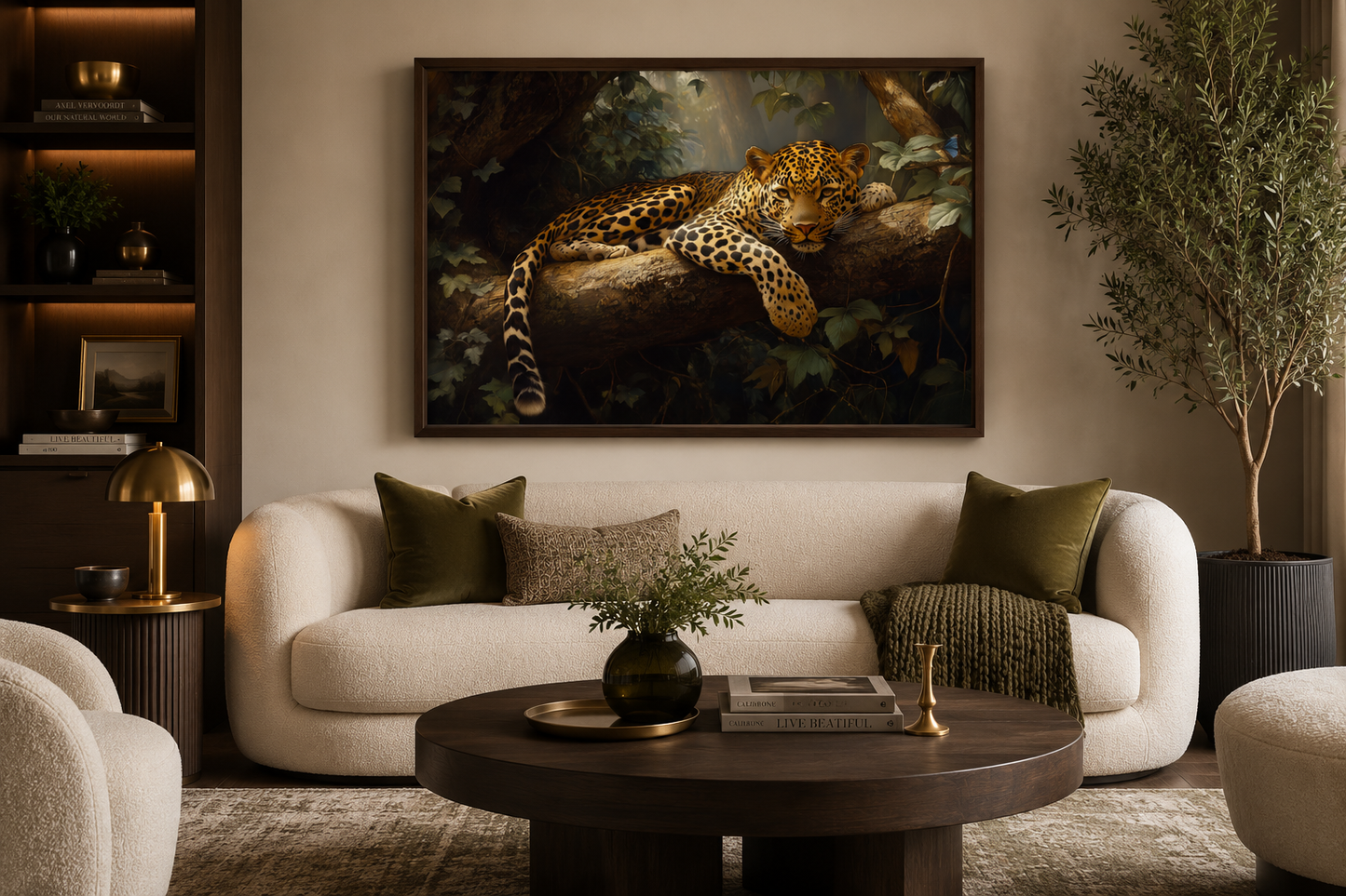 Leopard Resting In The Jungle Framed Canvas Wall Art For Bedroom