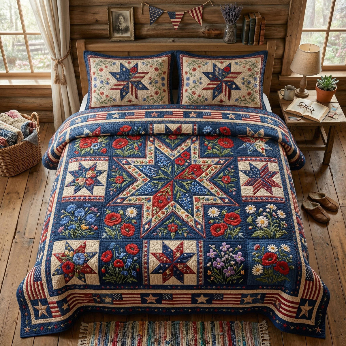 Liberty Star 3-Piece Quilted Bedding Set - Single (59" x 70")