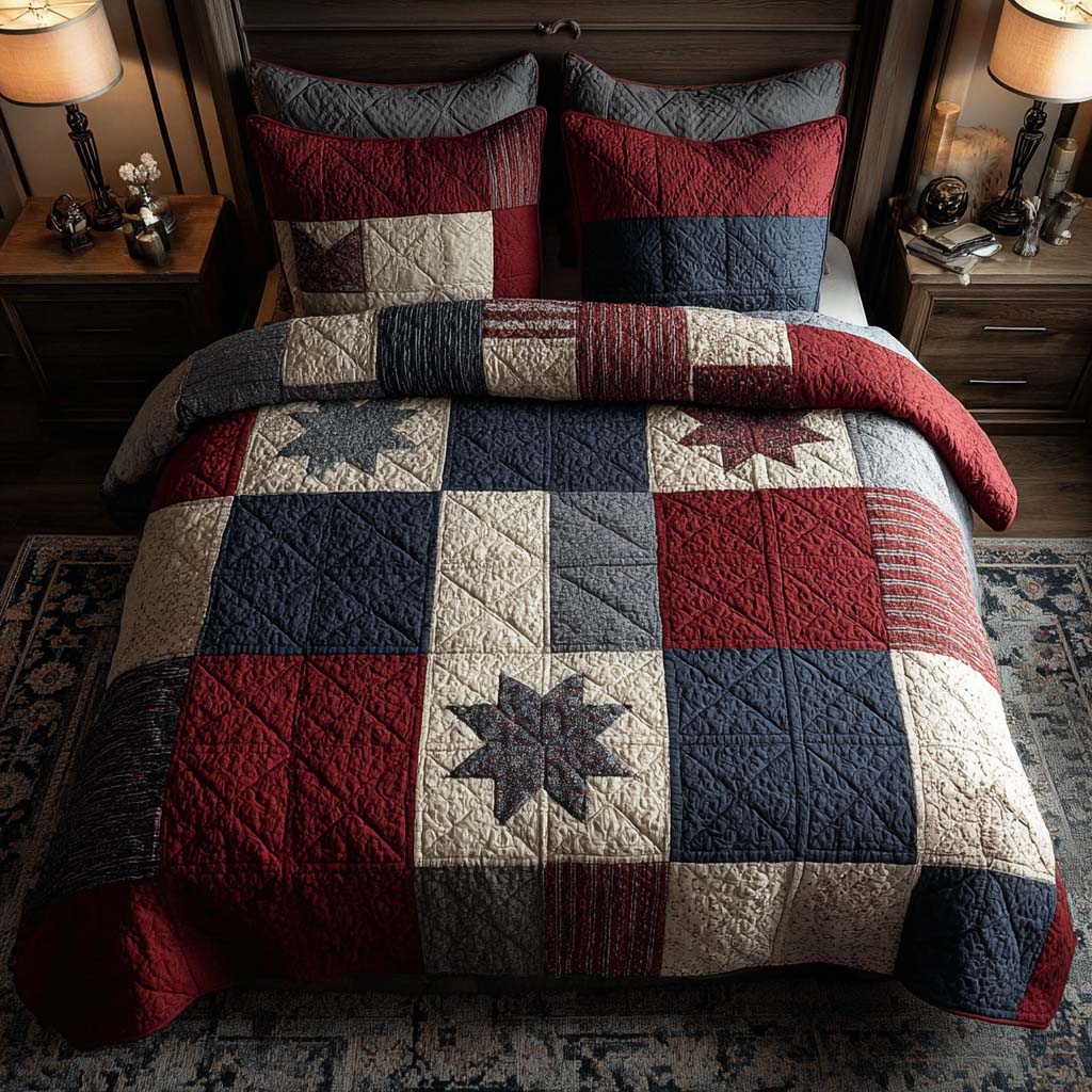 Liberty Star Radiance 3-Piece Quilted Bedding Set - Single (59" x 70")