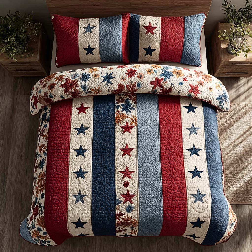 Liberty Strip 3-Piece Quilted Bedding Set - Single (59" x 70")