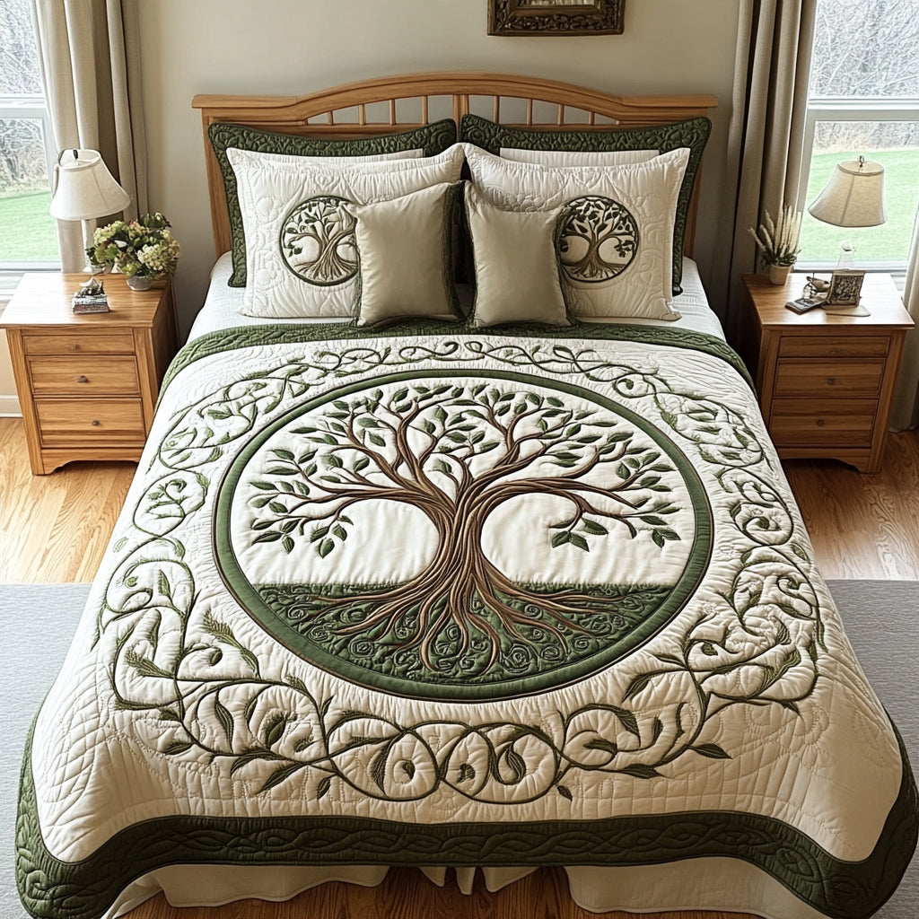 Life Roots 3-Piece Quilted Bedding Set - Single (59" x 70")