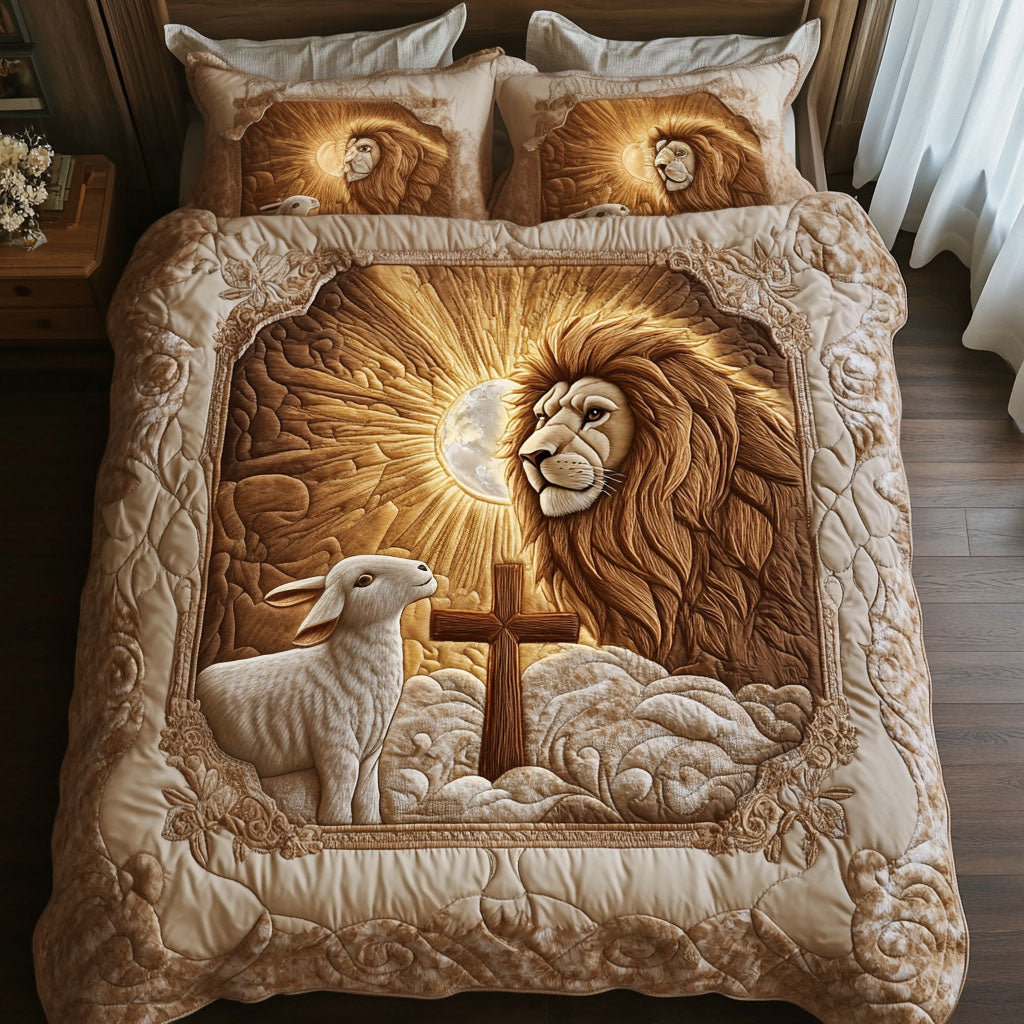 Lion and Lamb Light 3-Piece Quilted Bedding Set - Single (59" x 70")