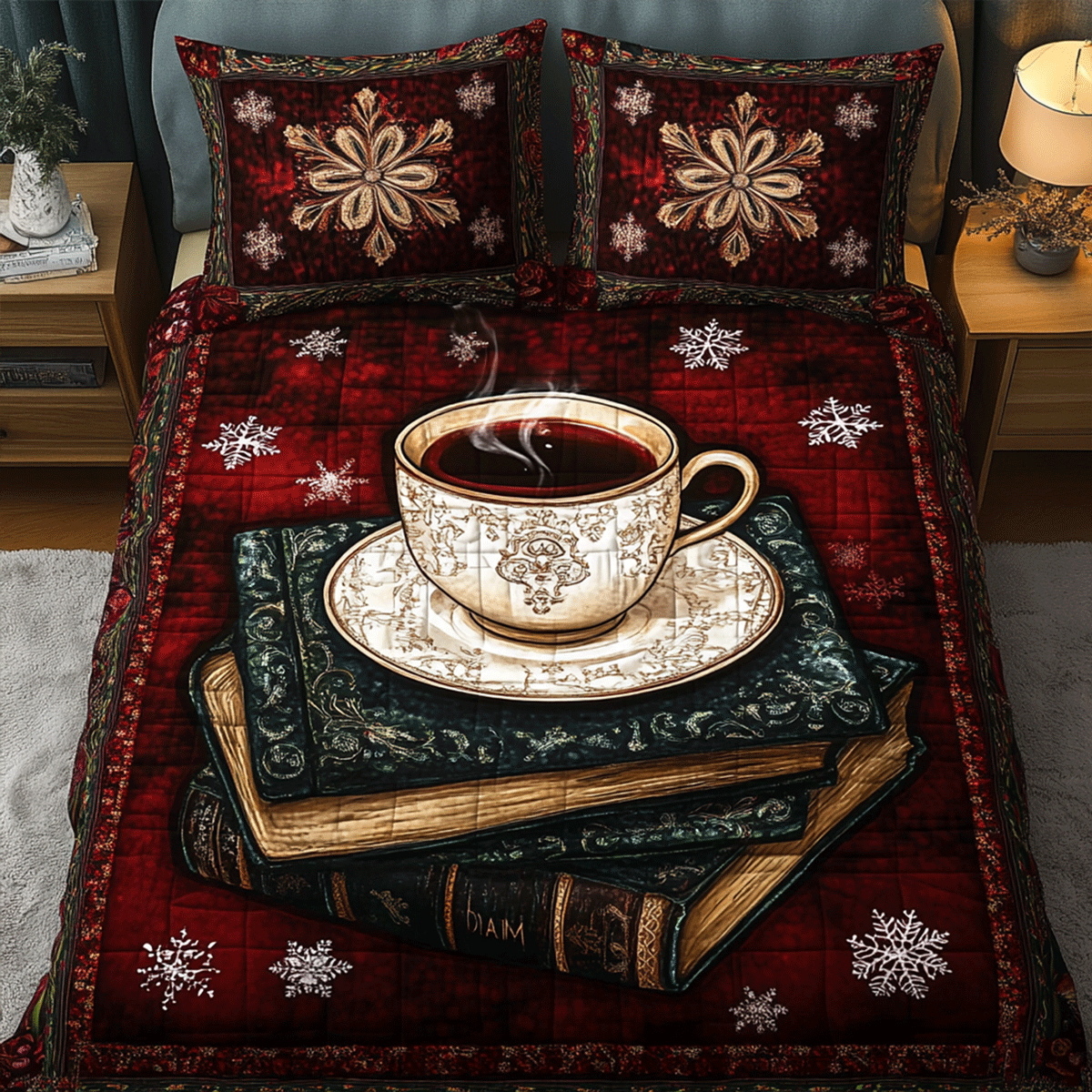 Literary Bliss 3-Piece Quilted Bedding Set - Single (59" x 70")