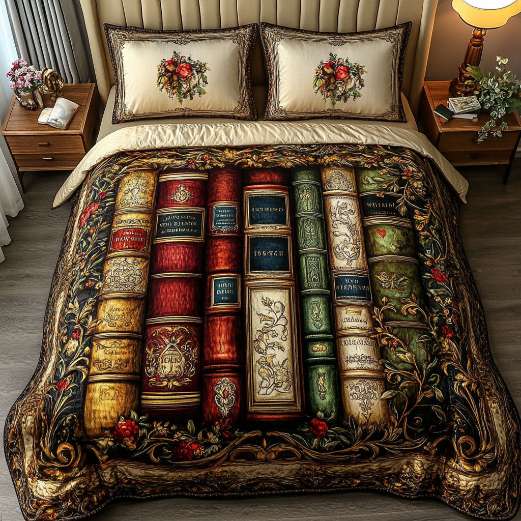 Literary Dreams 3-Piece Quilted Bedding Set - Single (59" x 70")