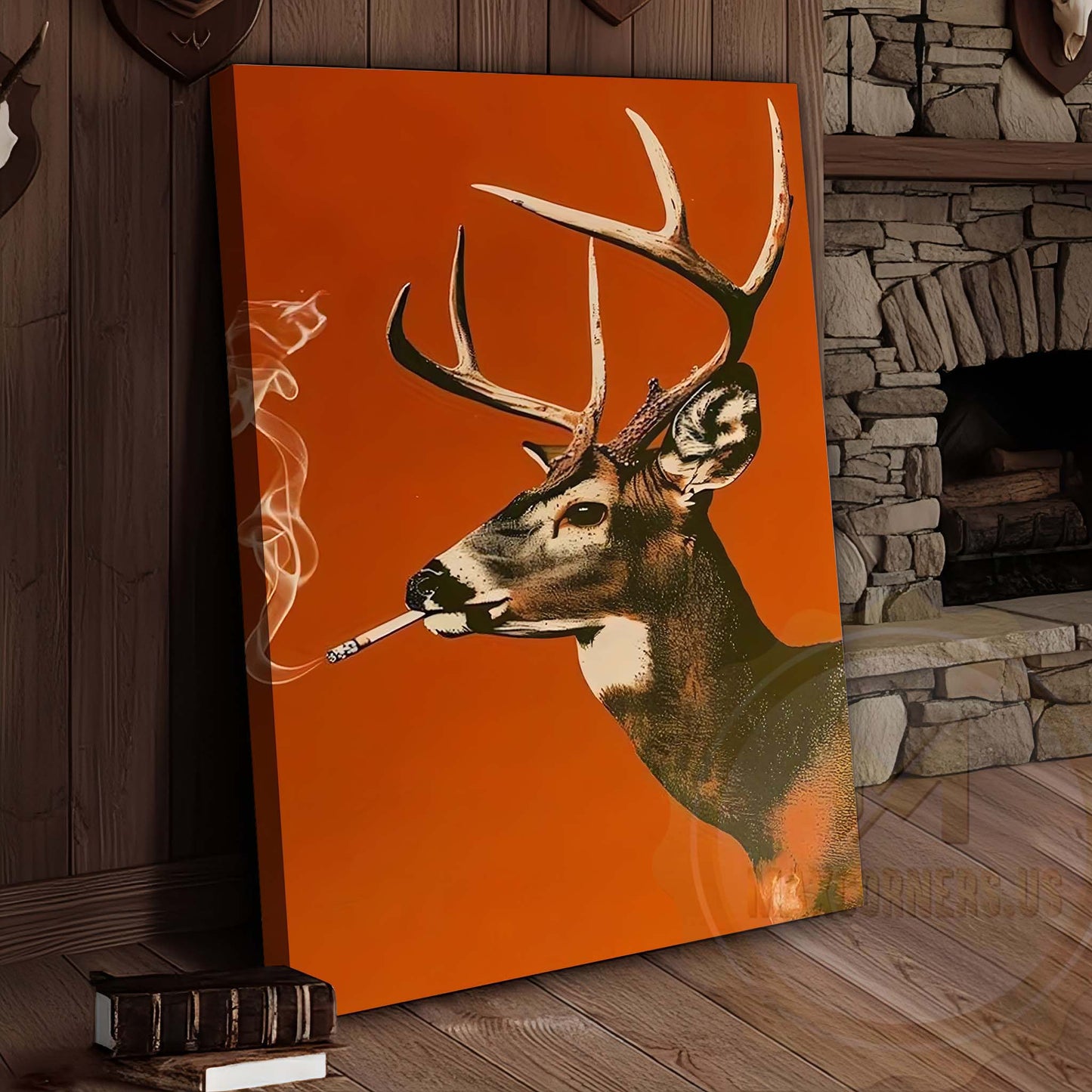 Deer Pop Art with Smoke Wrapped Canvas Wall Art