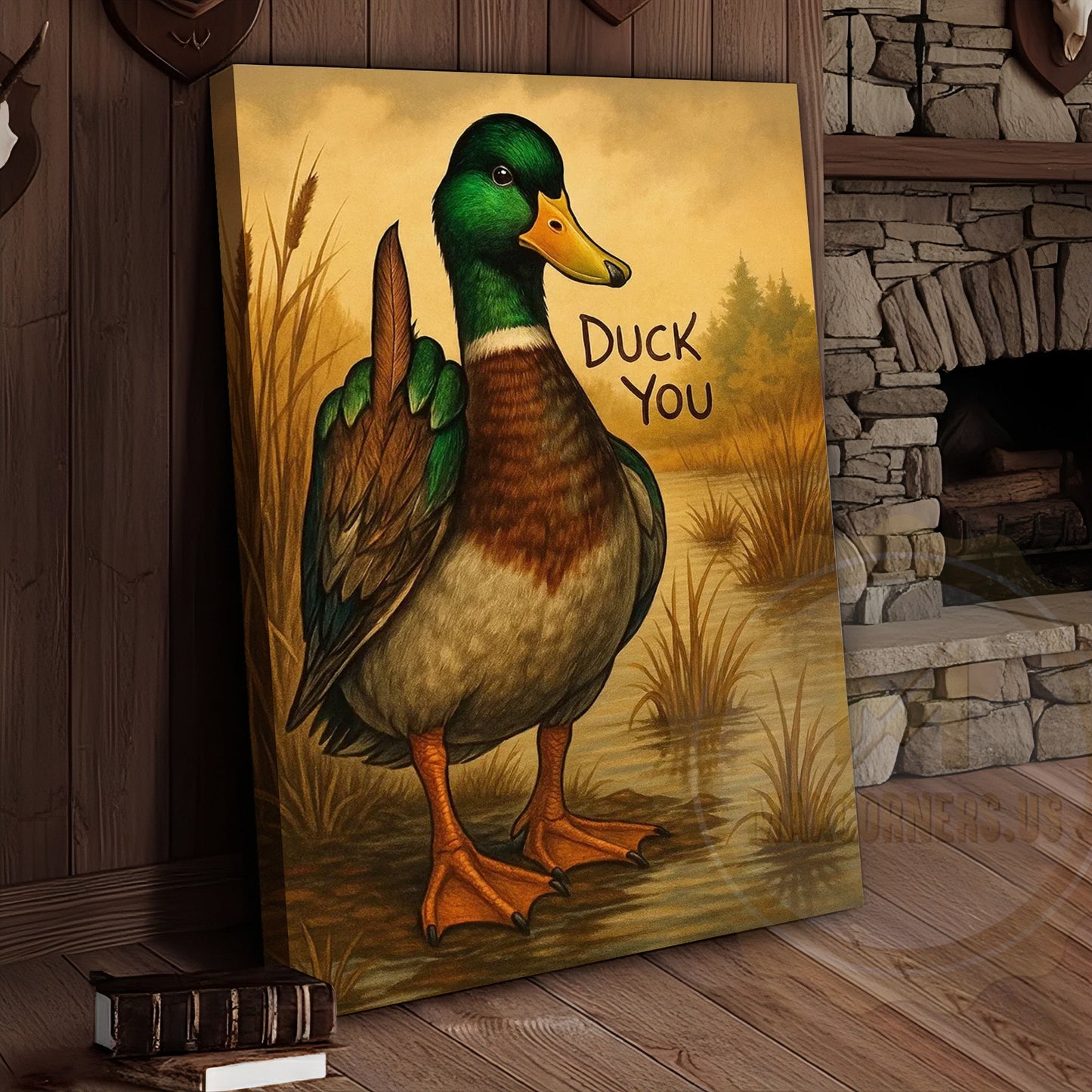 Duck You Funny Middle Finger Duck Humor Wall Art Wrapped Canvas