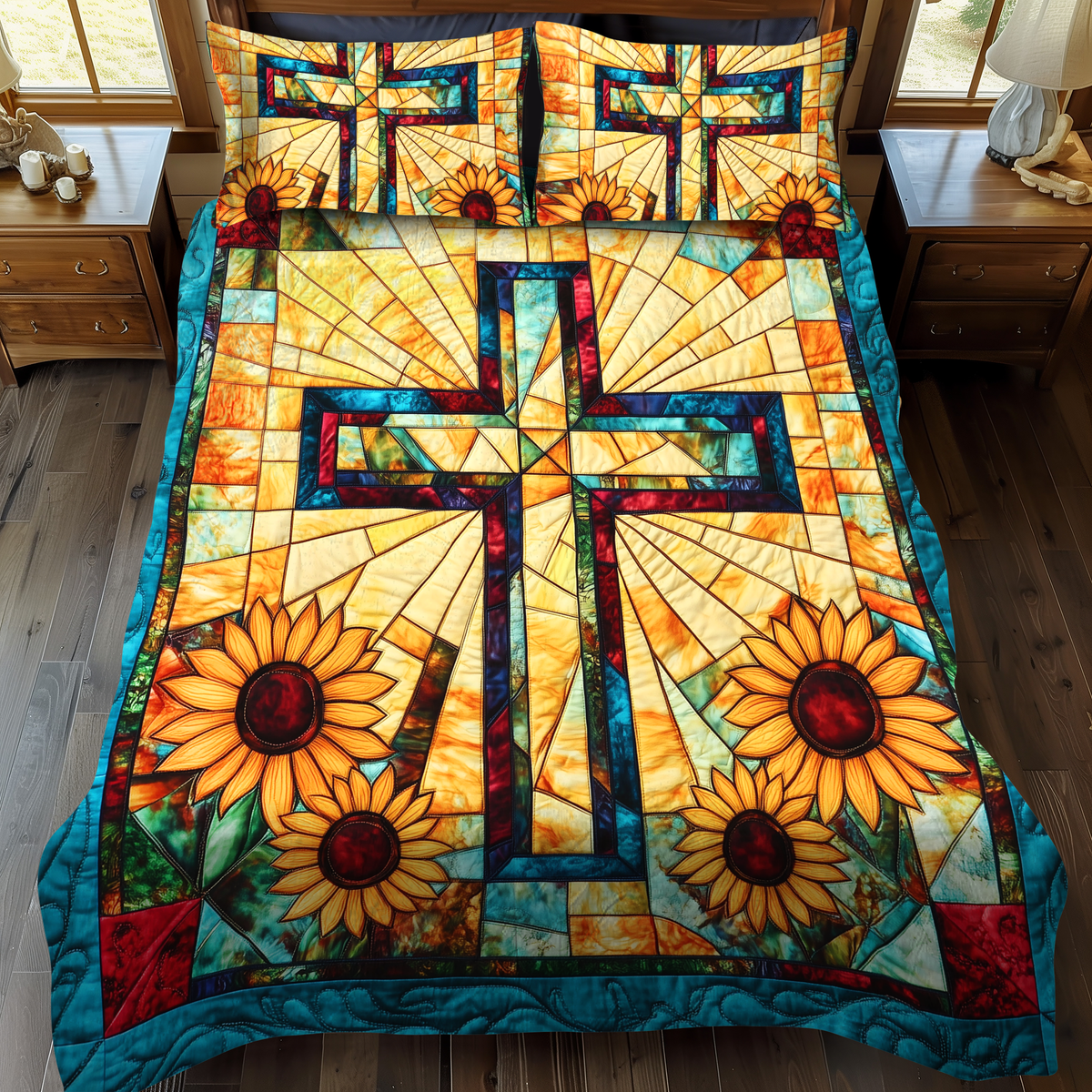 Majestic Cross 3-Piece Quilted Bedding Set - Single (59" x 70")