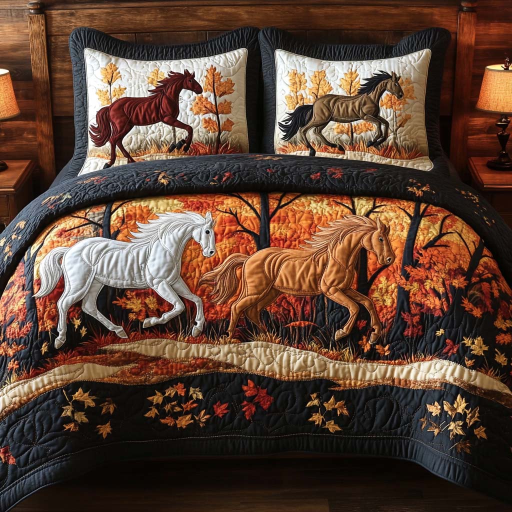 Majestic Mountain Horses 3-Piece Quilted Bedding Set - Single (59" x 70")