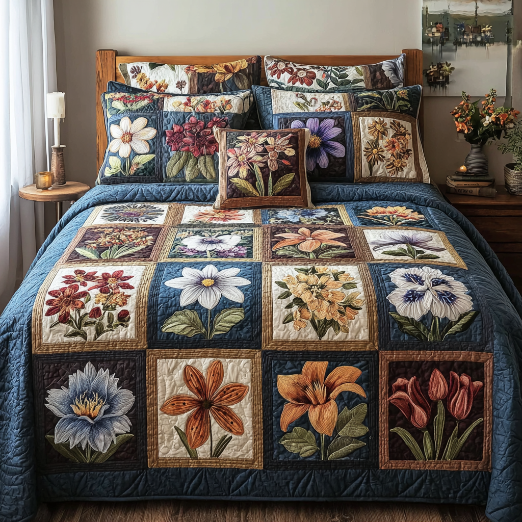 Meadow Magic 3-Piece Quilted Bedding Set - Single (59" x 70")