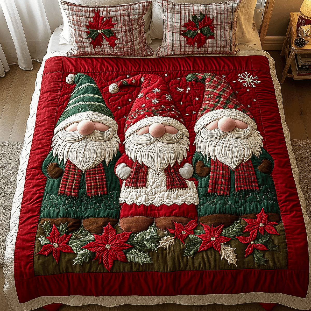 Merry Gnome 3-Piece Quilted Bedding Set - Single (59" x 70")