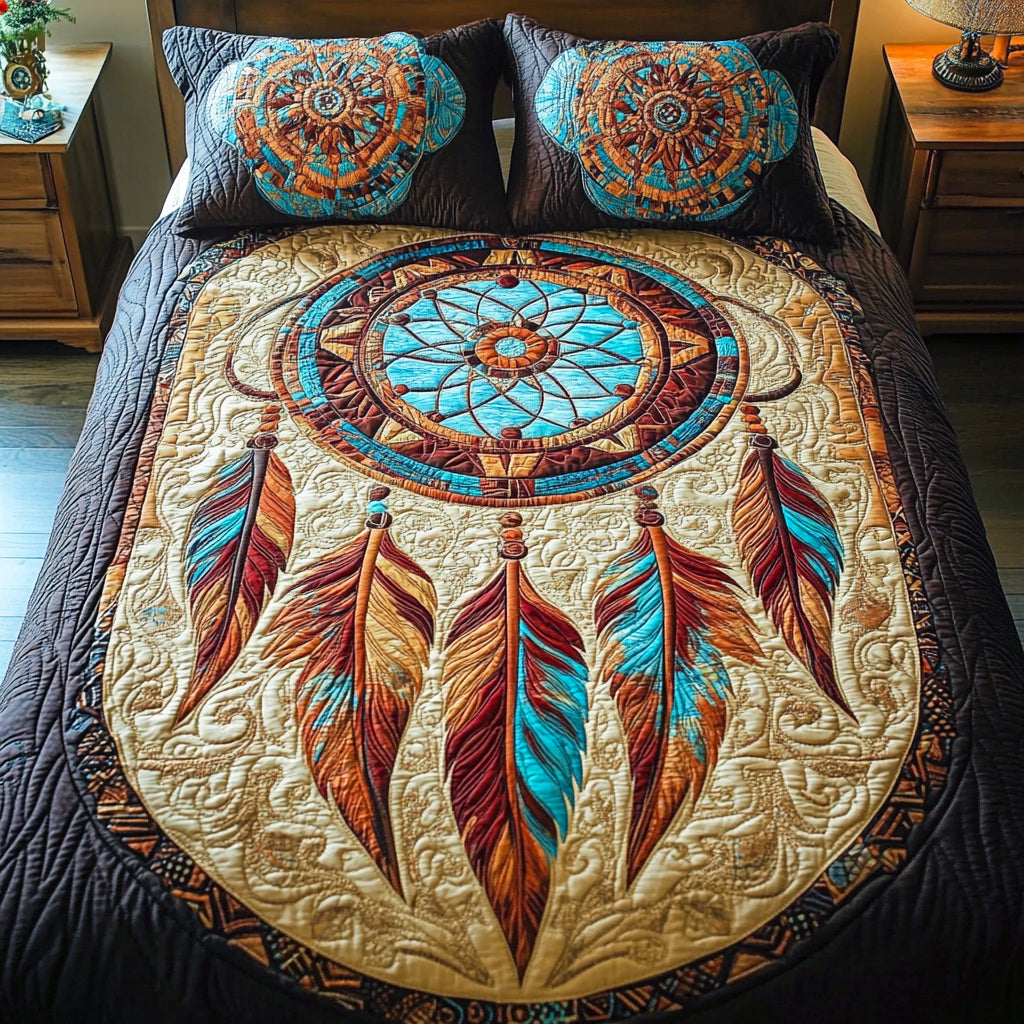 Midnight Dreamcatcher 3-Piece Quilted Bedding Set - Single (59" x 70")