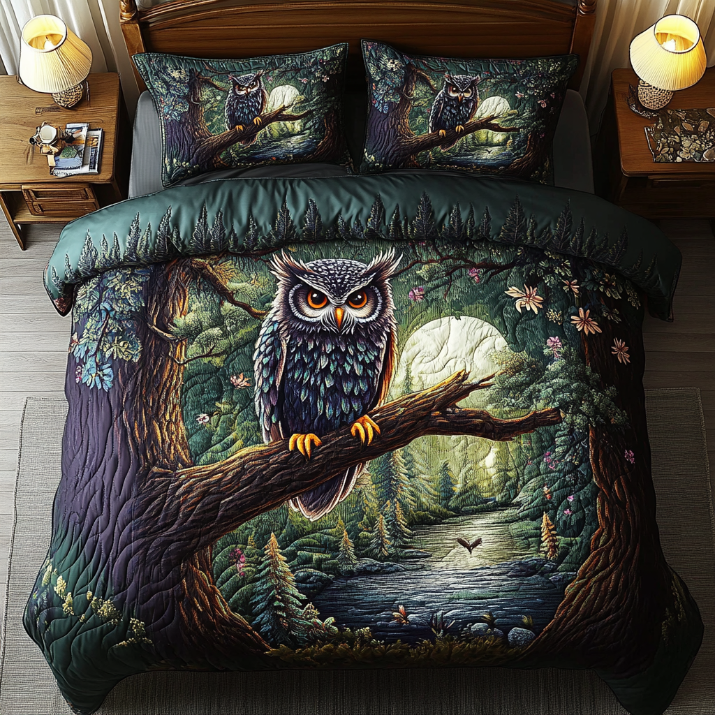 Midnight Wisdom 3-Piece Quilted Bedding Set - Single (59" x 70")