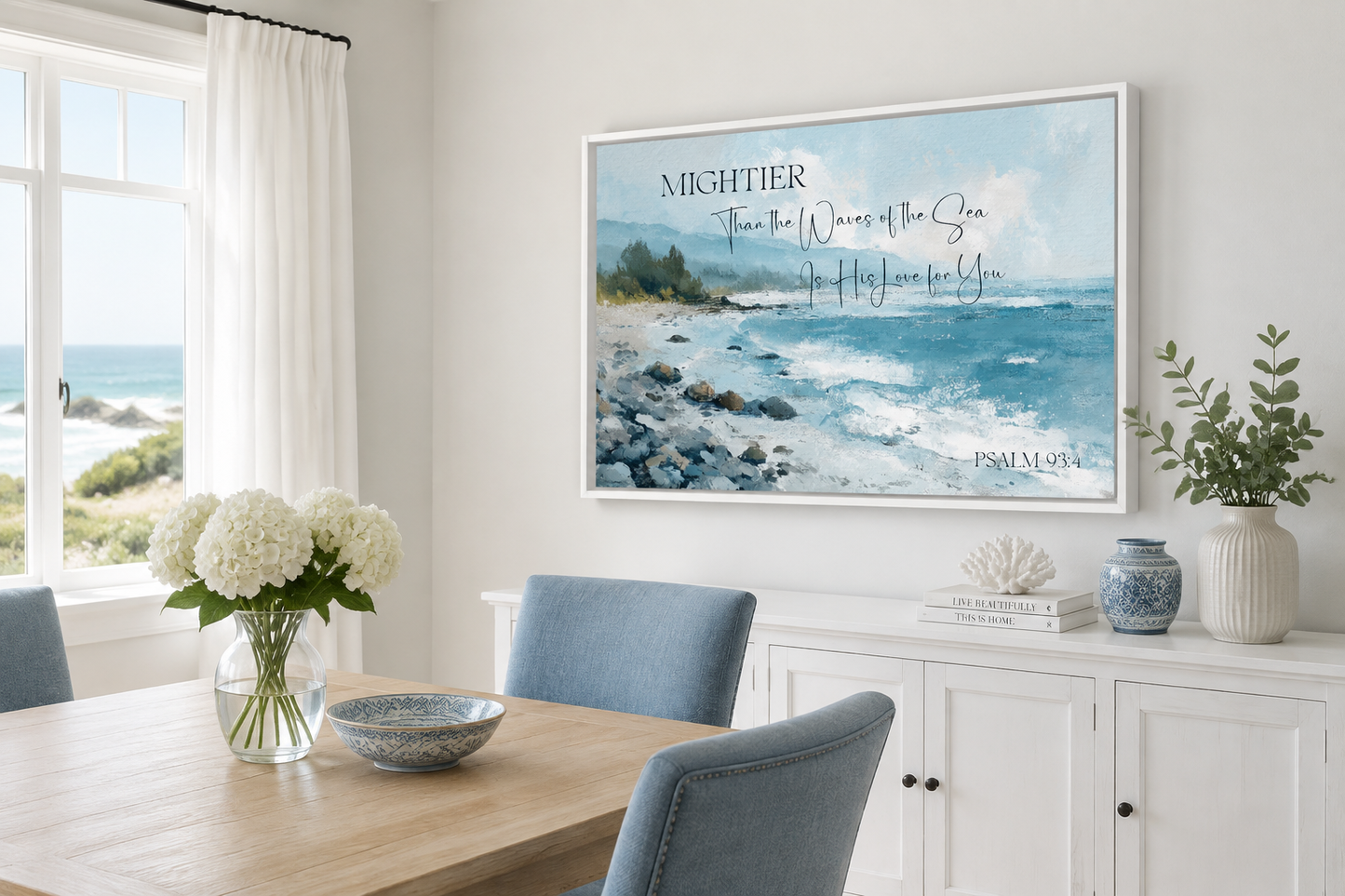 Mightier Than the Waves Scripture Psalm 93:4 Coastal Wall Art