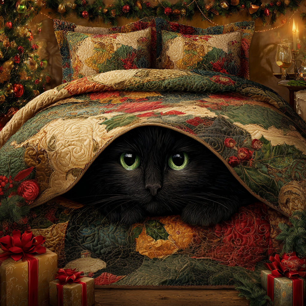 Mistletoe Eyes 3-Piece Quilted Bedding Set - Single (59" x 70")