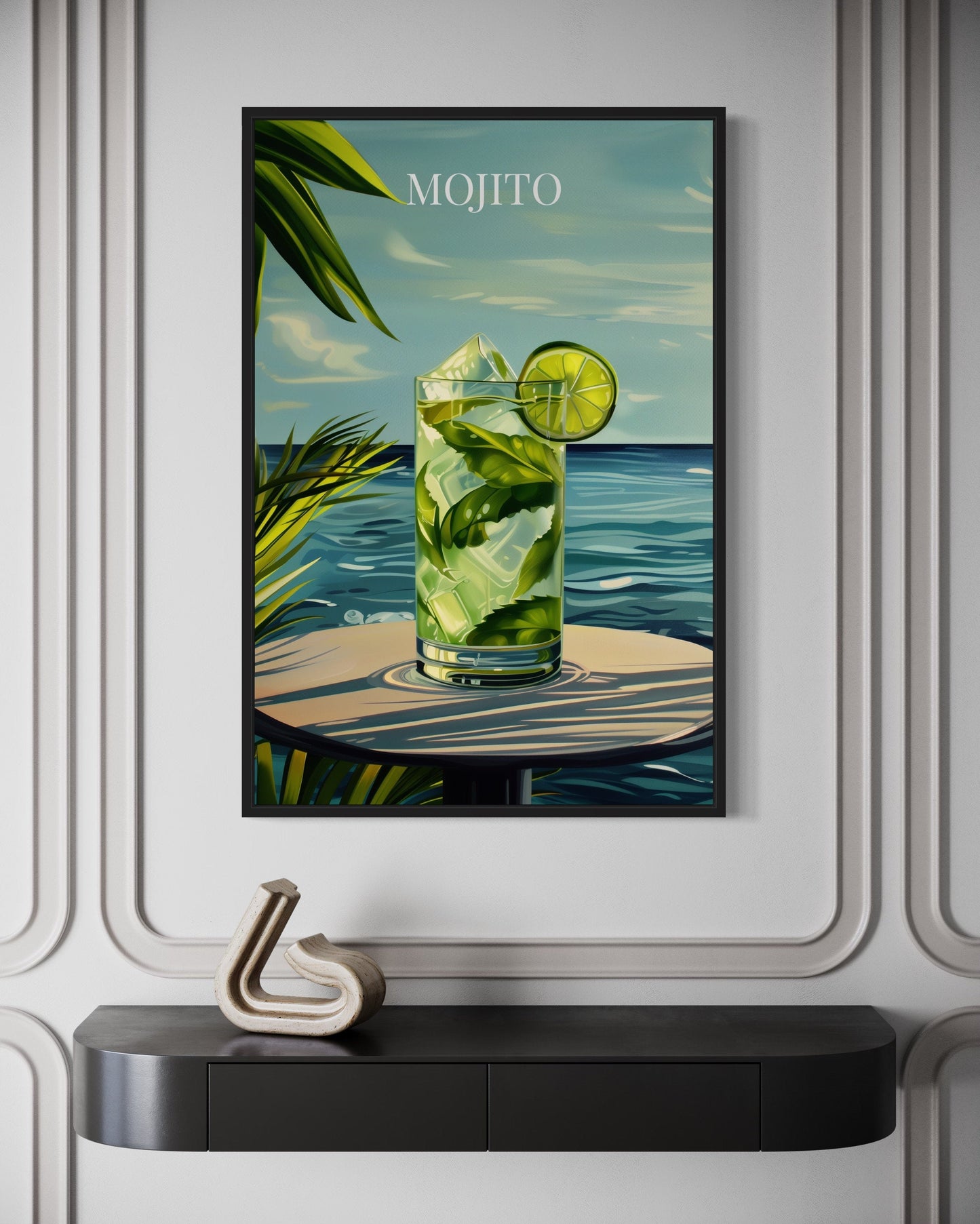 Mojito Cocktail On The Beach Art Print Canvas Wall Art