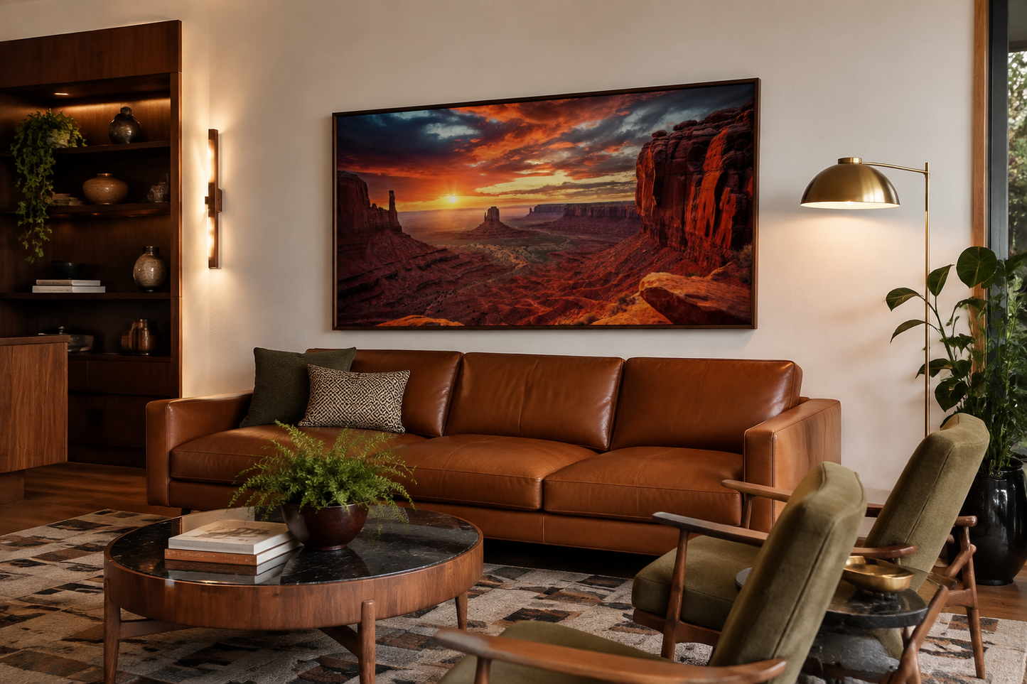 Monument Valley Sunset Framed Canvas Wall Art