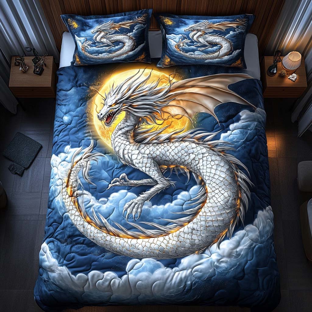 Moonlit Dragon 3-Piece Quilted Bedding Set - Single (59" x 70")