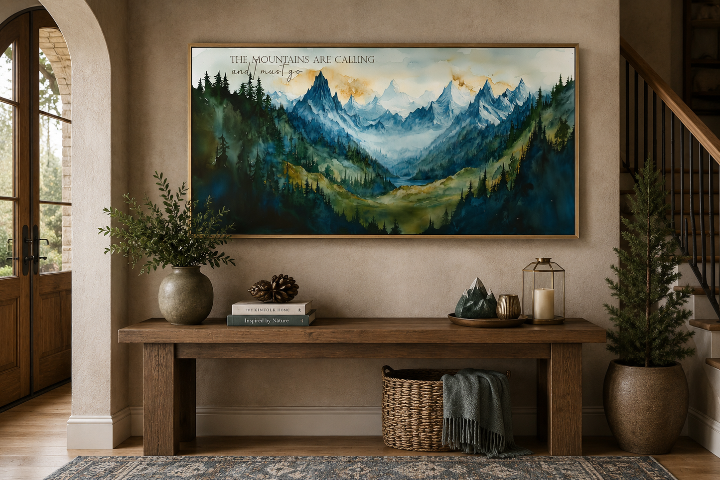 Mountains Are Calling And I Must Go Wall Art - Framed Nature Artwork For Cabin Dexor