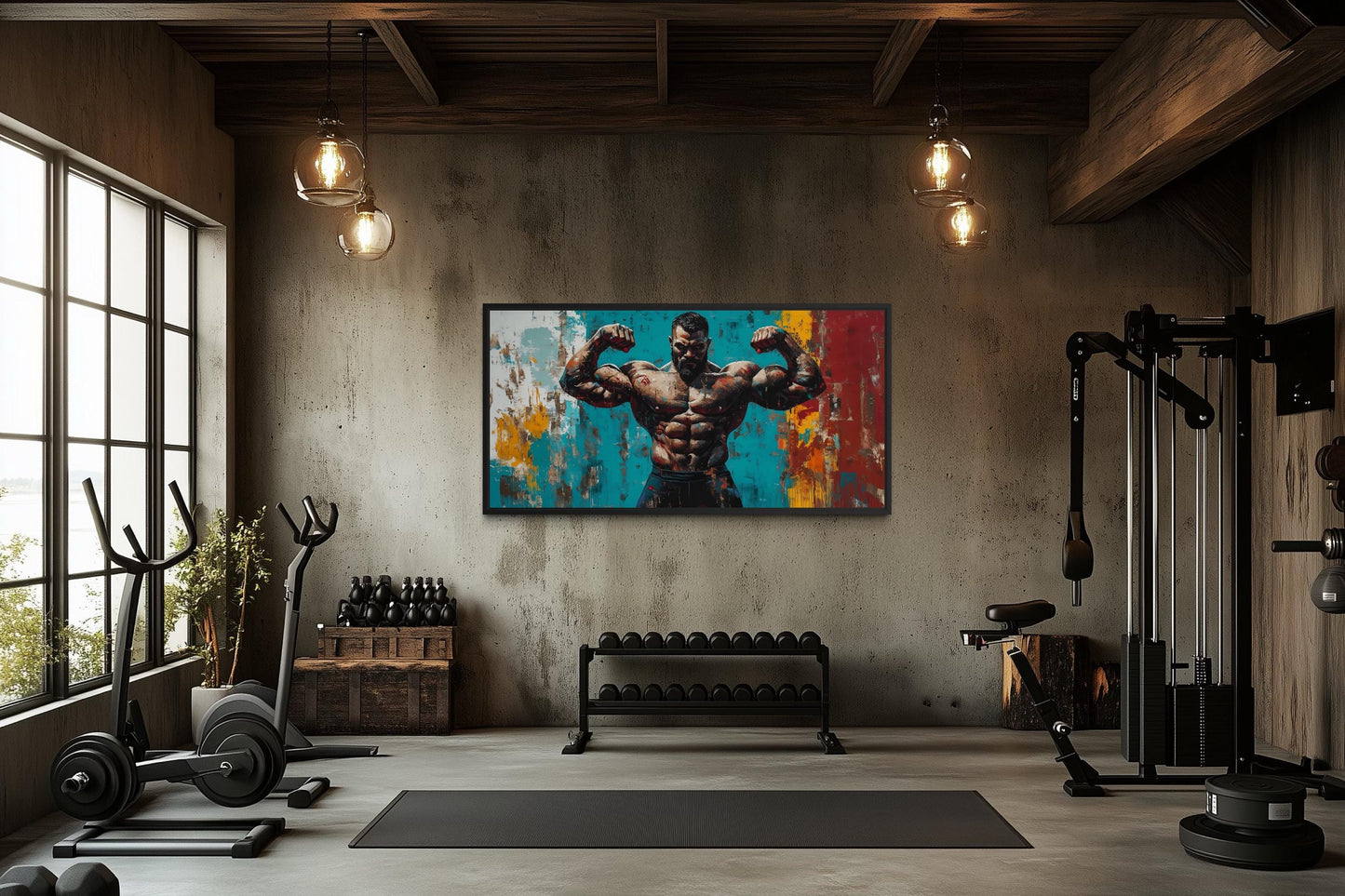 Muscular Man Wall Art – Bold Strength Workout Room Canvas | Fitness Motivation Art
