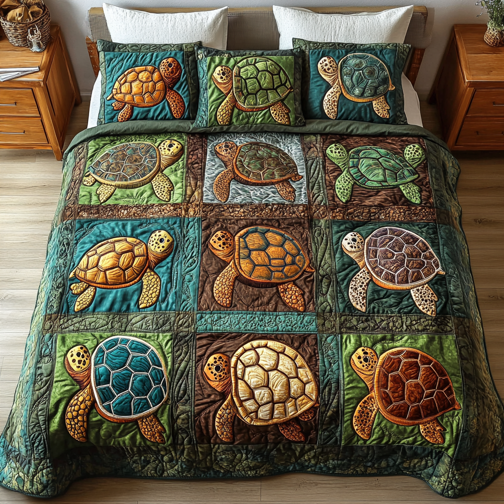 Mystic Tides 3-Piece Quilted Bedding Set - Single (59" x 70")