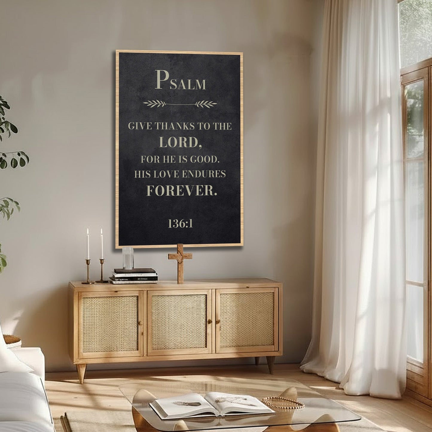 Give Thanks - Psalm 136:1 Wall Sign