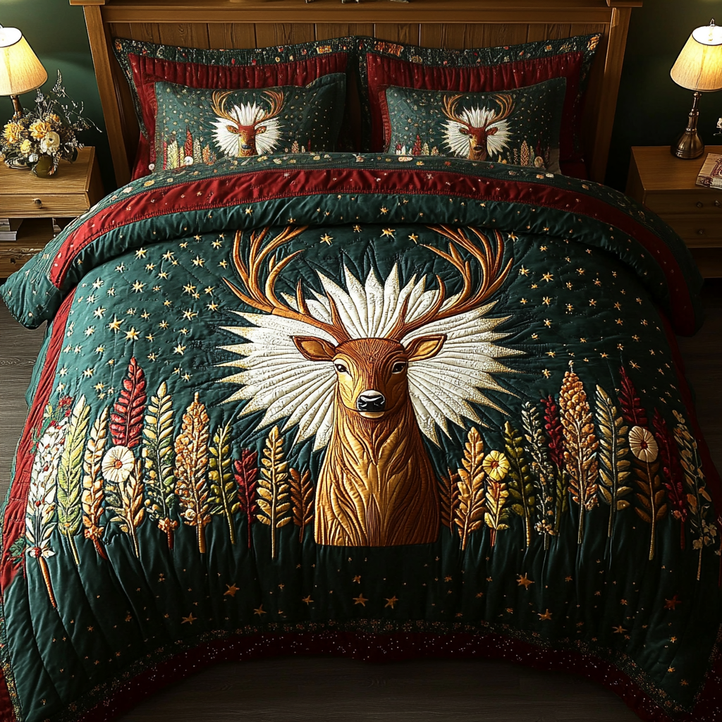 Nature Crown 3-Piece Quilted Bedding Set - Single (59" x 70")