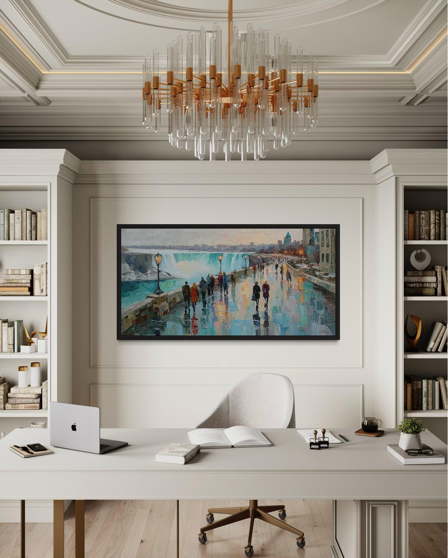Niagara Falls Impressionist Cityscape Canvas Wall Art