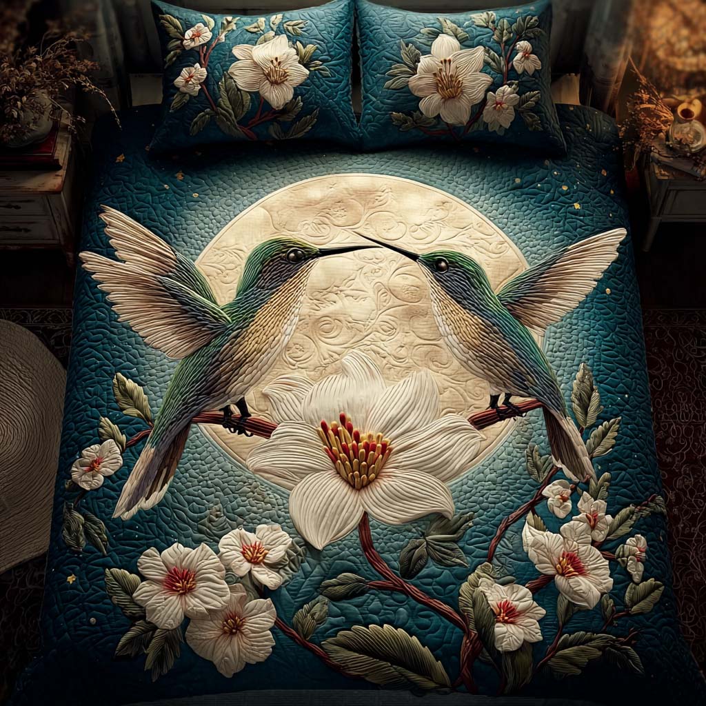 Night Bloom 3-Piece Quilted Bedding Set - Single (59" x 70")