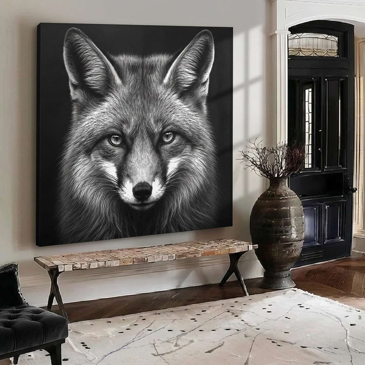 Noir Fox - 40"x40" - canvas