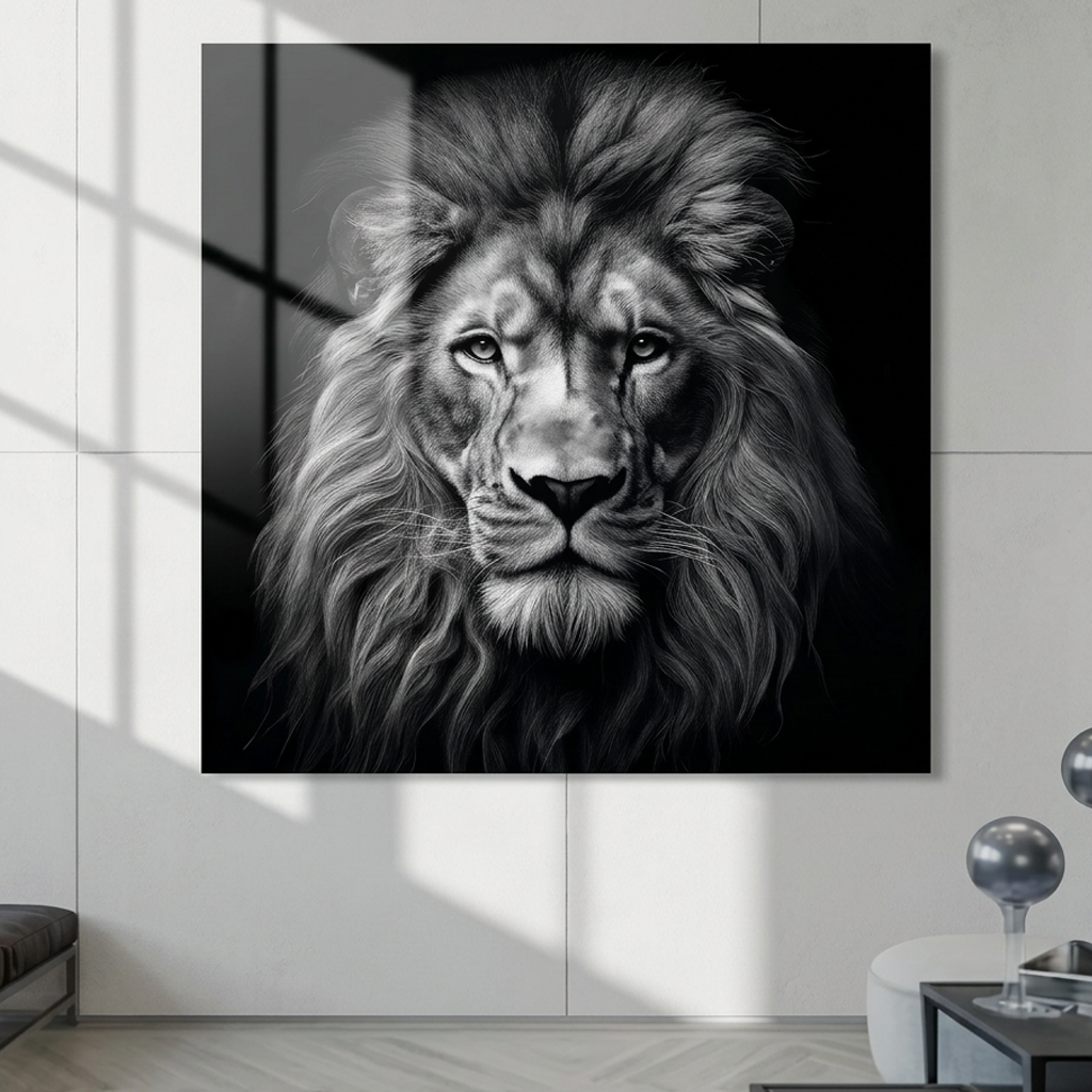 Noir Lion - 40"x40" - canvas
