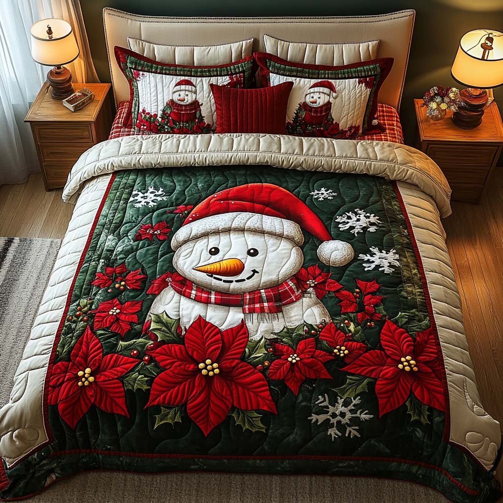 Nordic Snowman 3-Piece Quilted Bedding Set - Single (59" x 70")