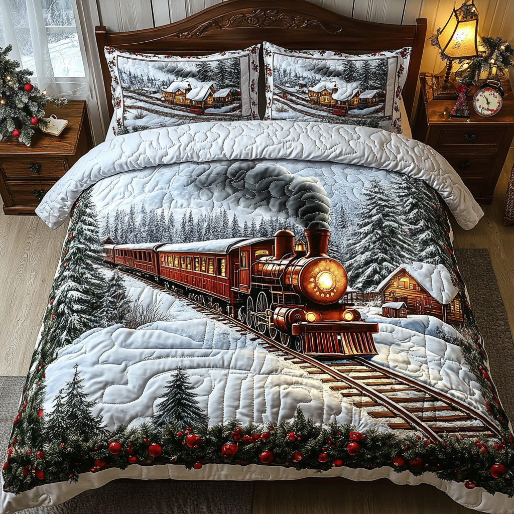 North Pole Line 3-Piece Quilted Bedding Set - Single (59" x 70")
