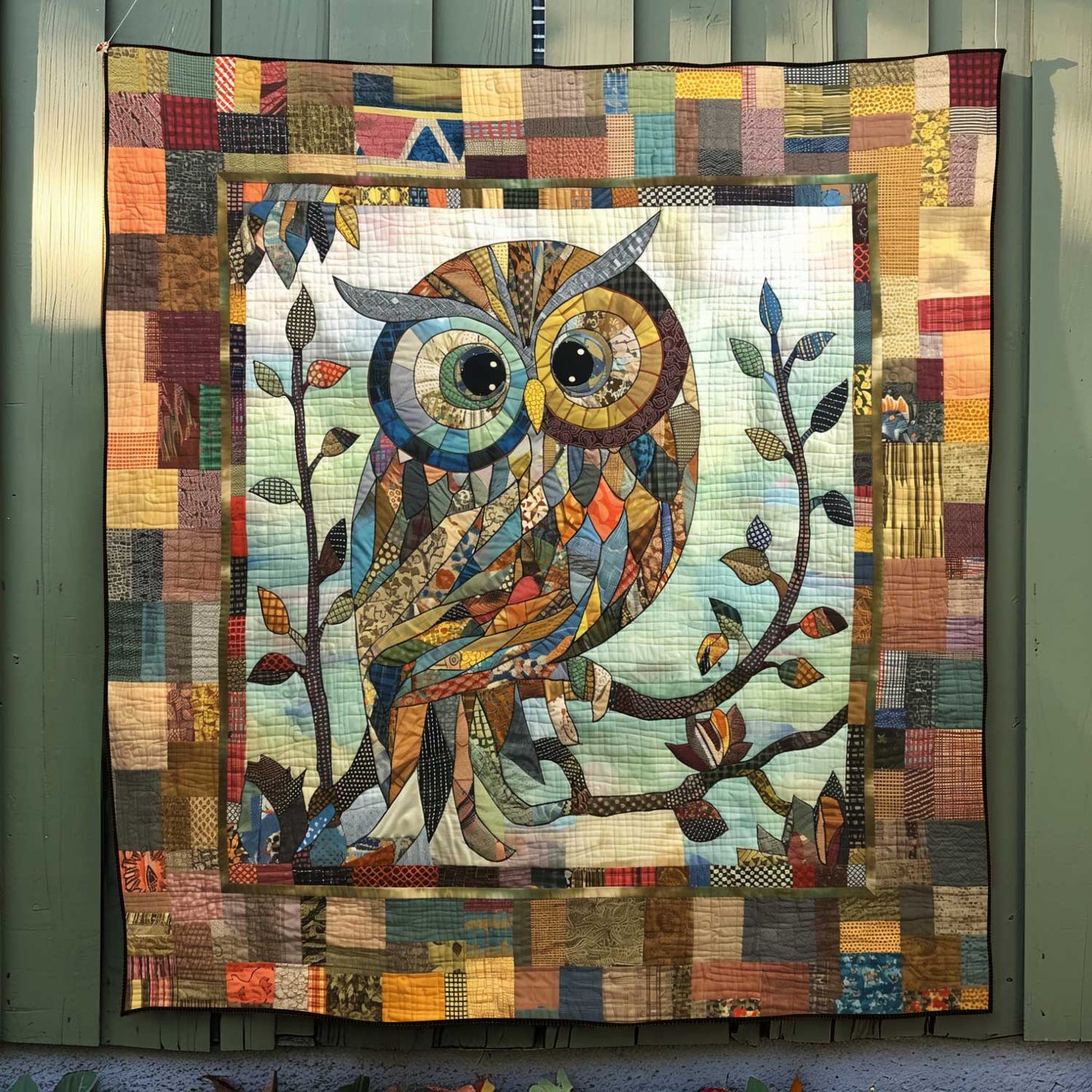 Vintage Owl Patchwork Quilted Blanket - Throw (55" x 60")