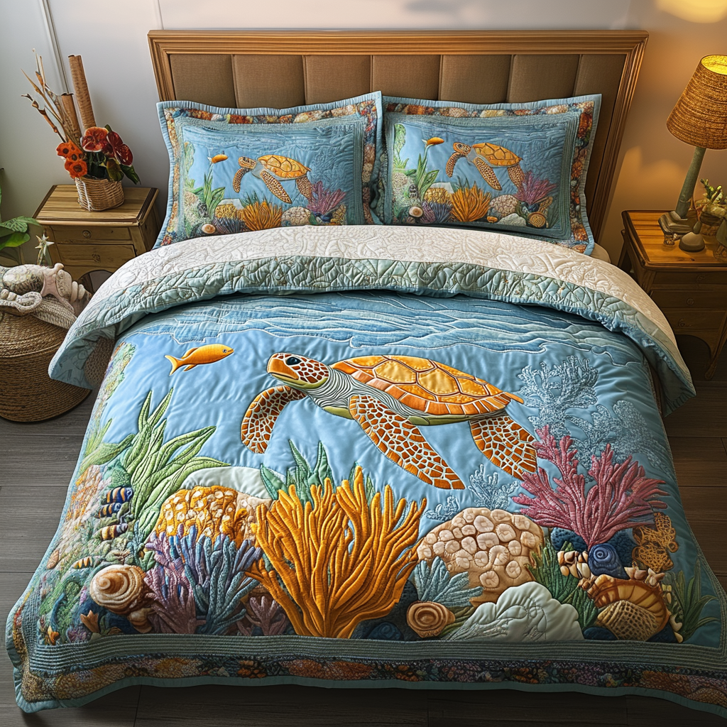 Ocean Buddy 3-Piece Quilted Bedding Set - Single (59" x 70")