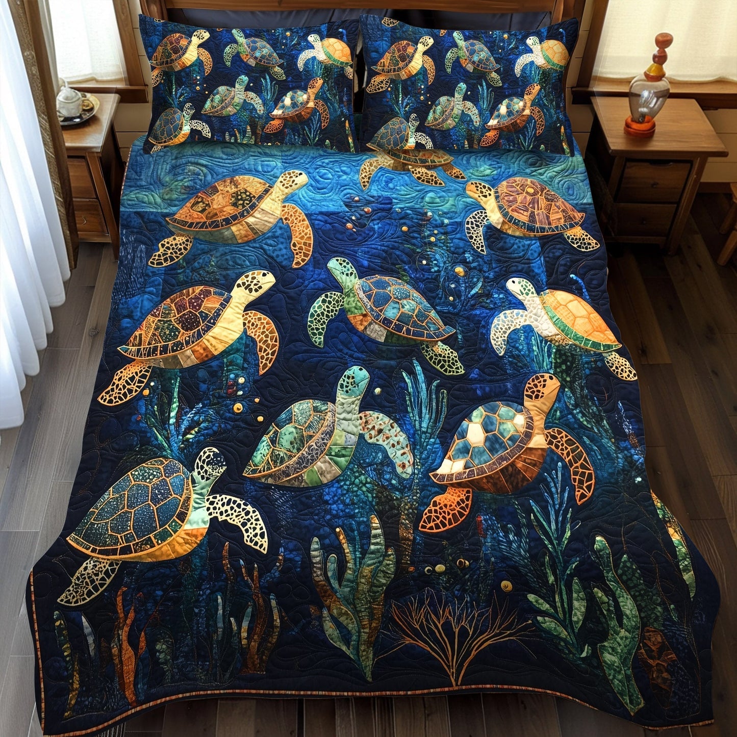 Ocean Serenade 3-Piece Quilted Bedding Set - Single (59" x 70")