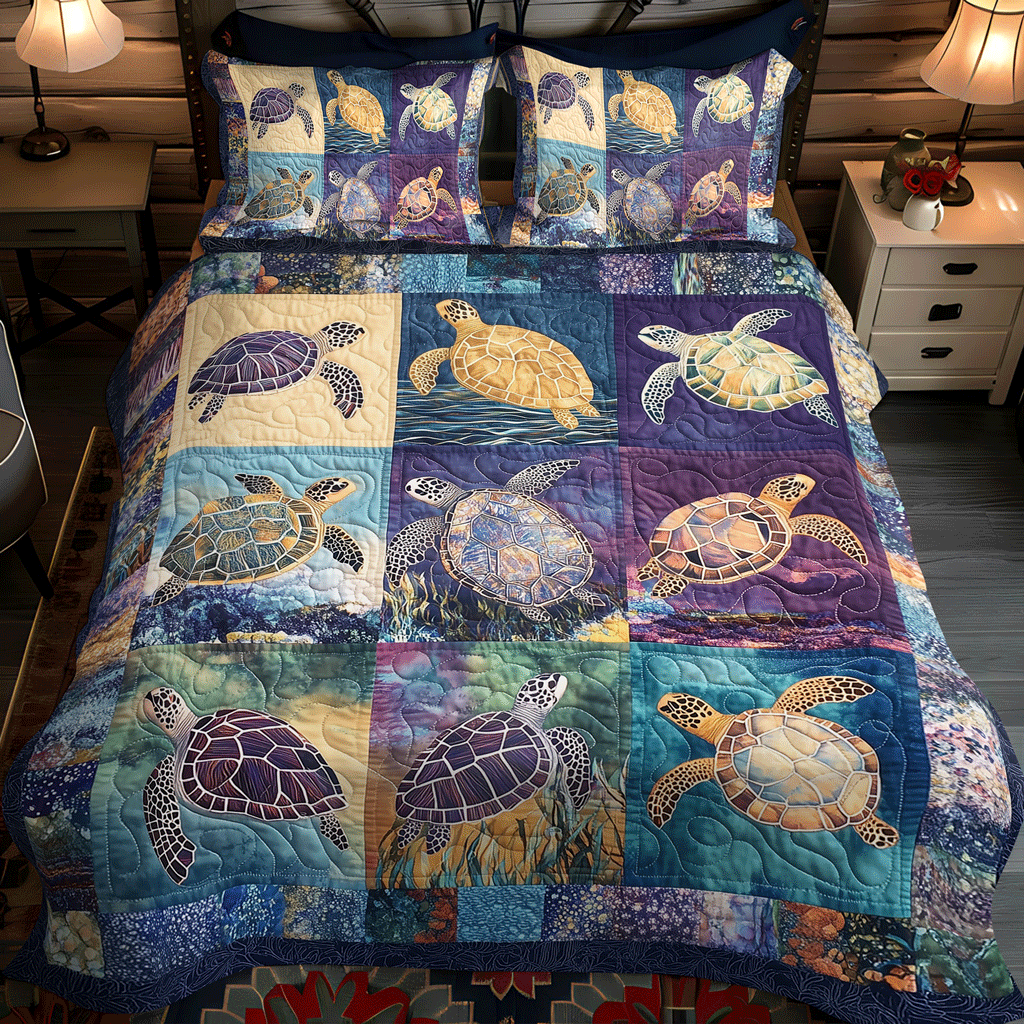 Ocean Serenity 3-Piece Quilted Bedding Set - Single (59" x 70")