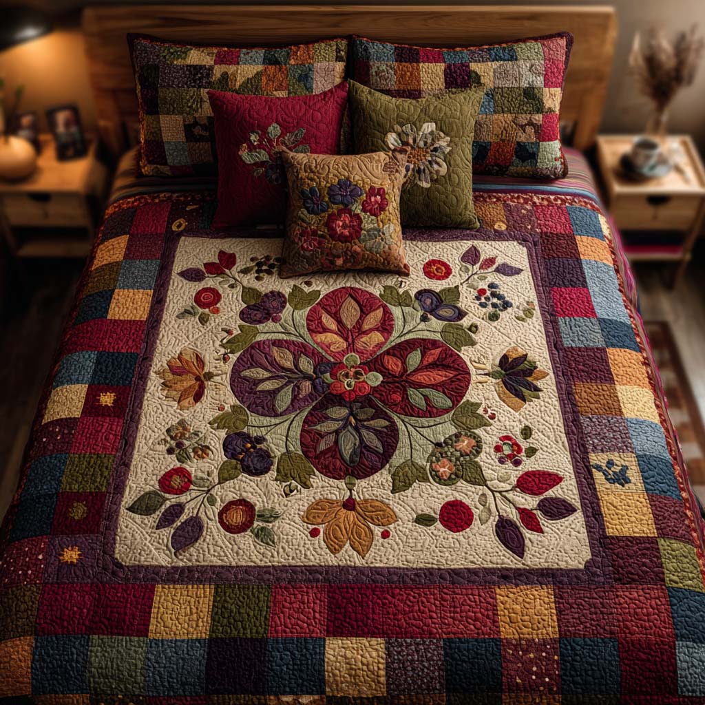 Old World Folk 3-Piece Quilted Bedding Set - Single (59" x 70")