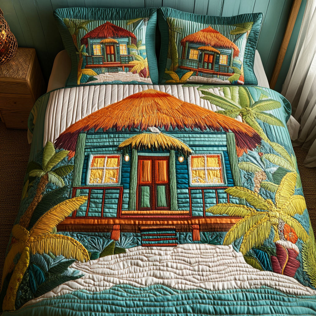 Palm Paradise 3-Piece Quilted Bedding Set - Single (59" x 70")