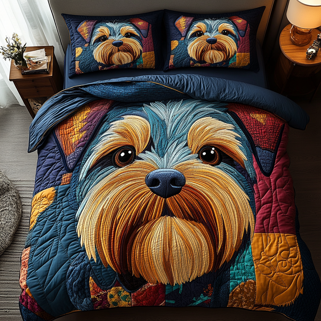 Patch Pup Love 3-Piece Quilted Bedding Set - Single (59" x 70")