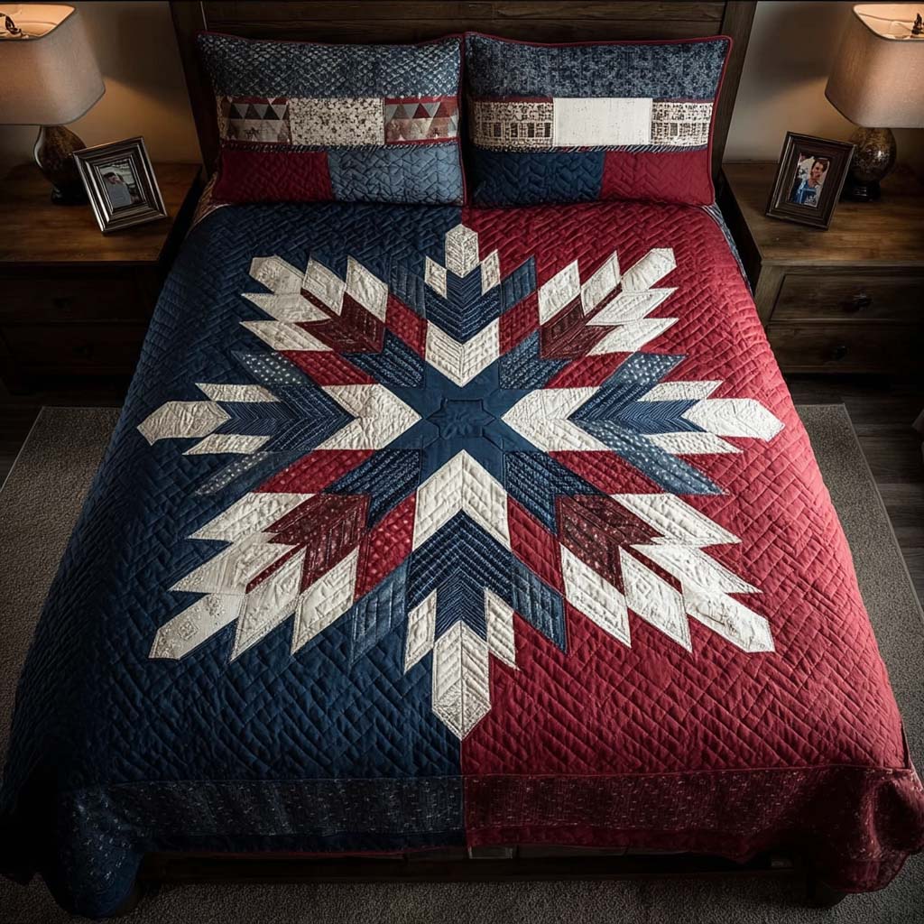 Patriot Starburst 3-Piece Quilted Bedding Set - Single (59" x 70")